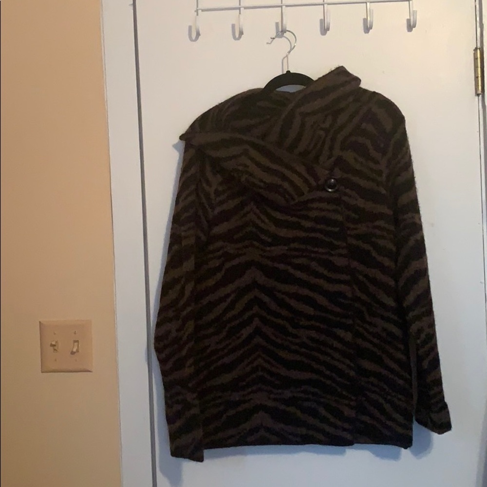 Black and Charcoal Grey One Button Cardigan